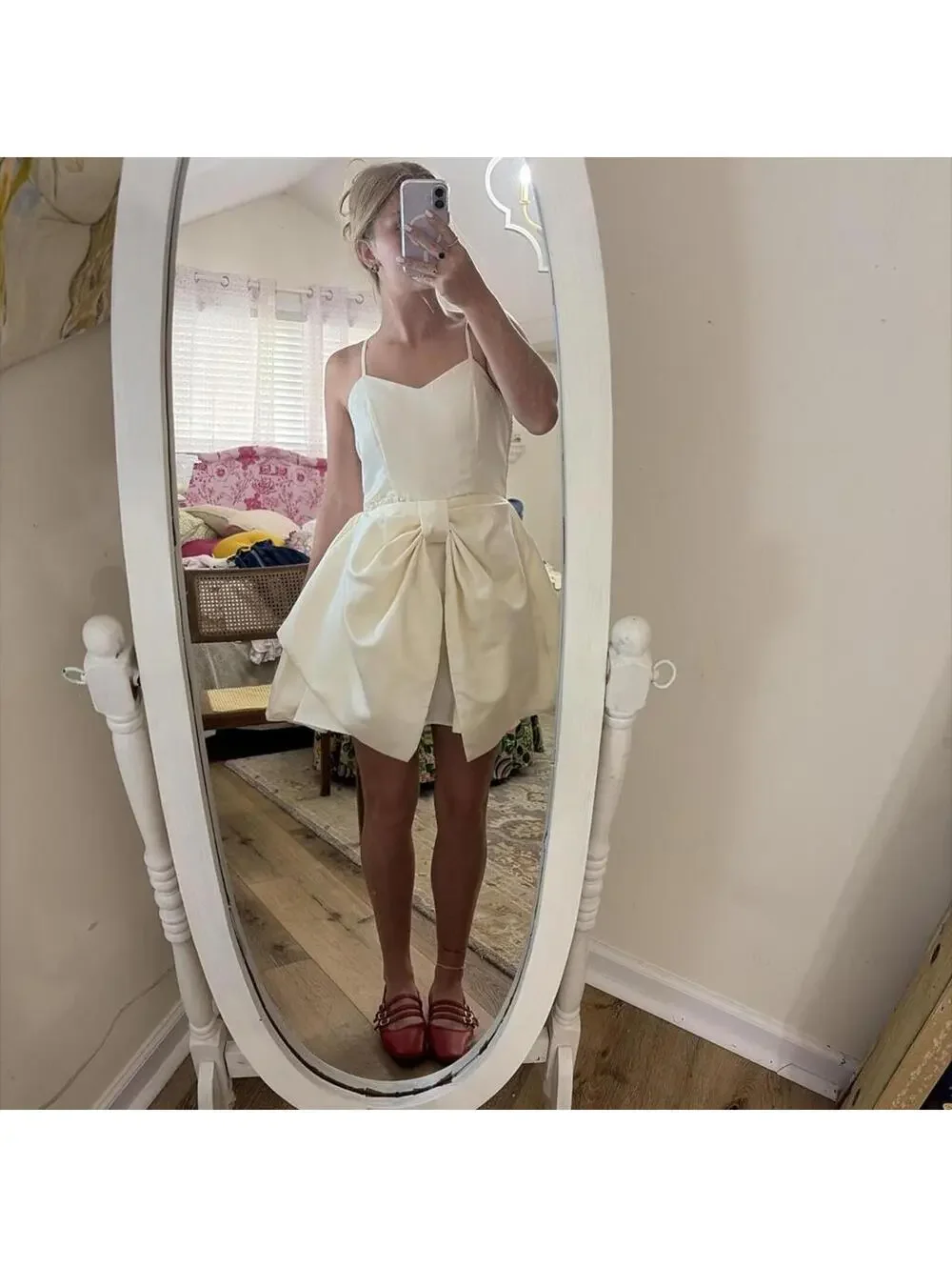 Women's Cream and White Dress - Picture 1 of 3